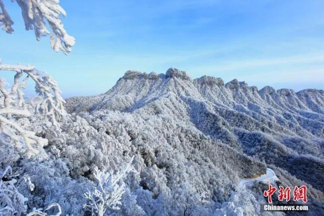 四川光霧山雪後銀裝素裹 美不勝收