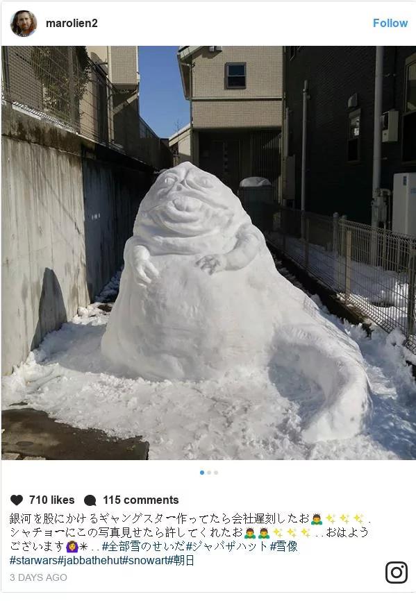 被萌到了！日本民眾專業級堆雪人