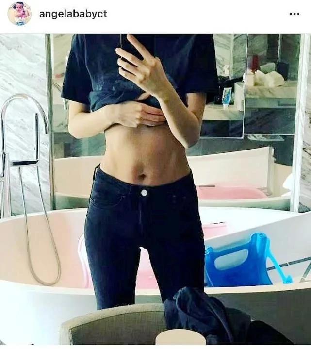 Angelababy晒腹肌