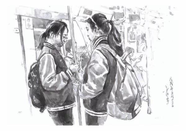 坐地鐵玩手機?他畫上萬張「地鐵眾生相」 4 坐地鐵玩手機?他畫上萬張「地鐵眾生相」